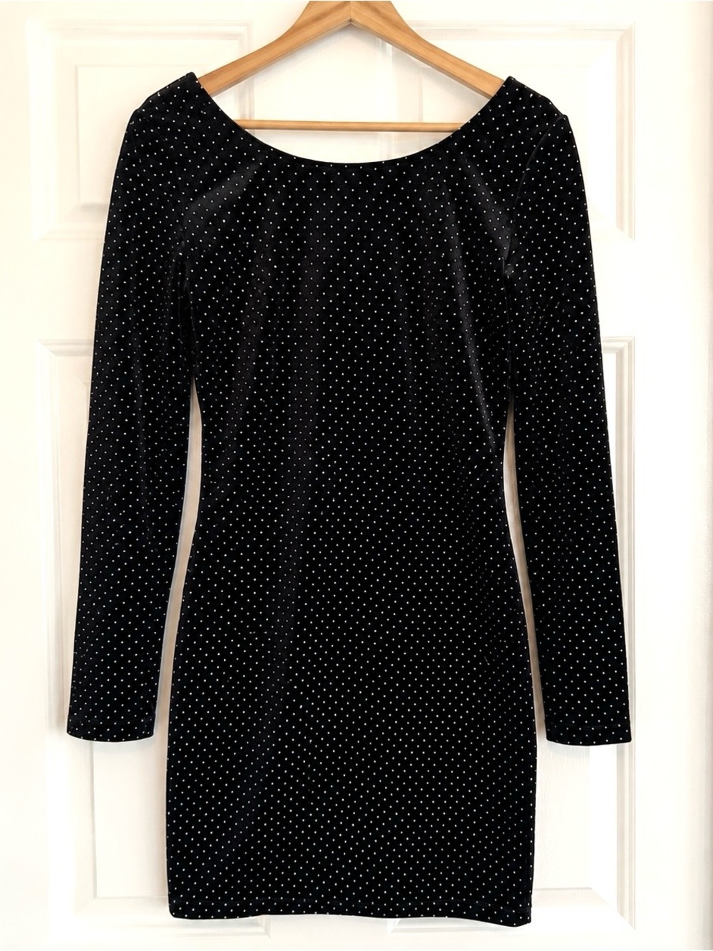 Motel Rocks Angel Black Velvet Studded Low Back Mini Dress XS
